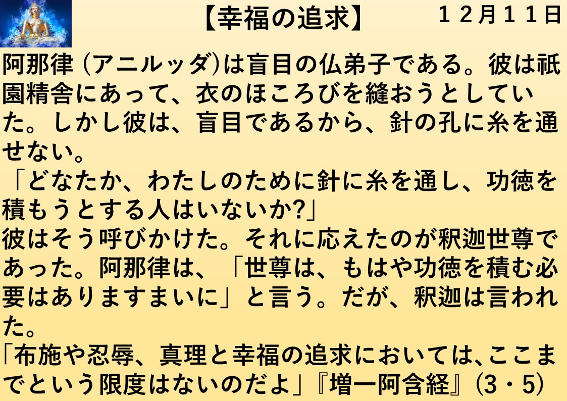 幸福の追求｜釈迦一日一言｜１２月１１日