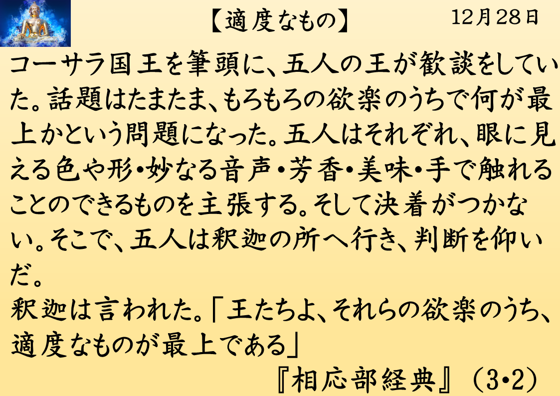 適度なもの｜釈迦一日一言｜１２月２８日